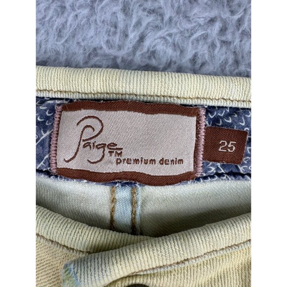Paige Canyon Yellow Denim Womens Shorts Size 25 Premium Cotton/Polyester Blend - Picture 10 of 15